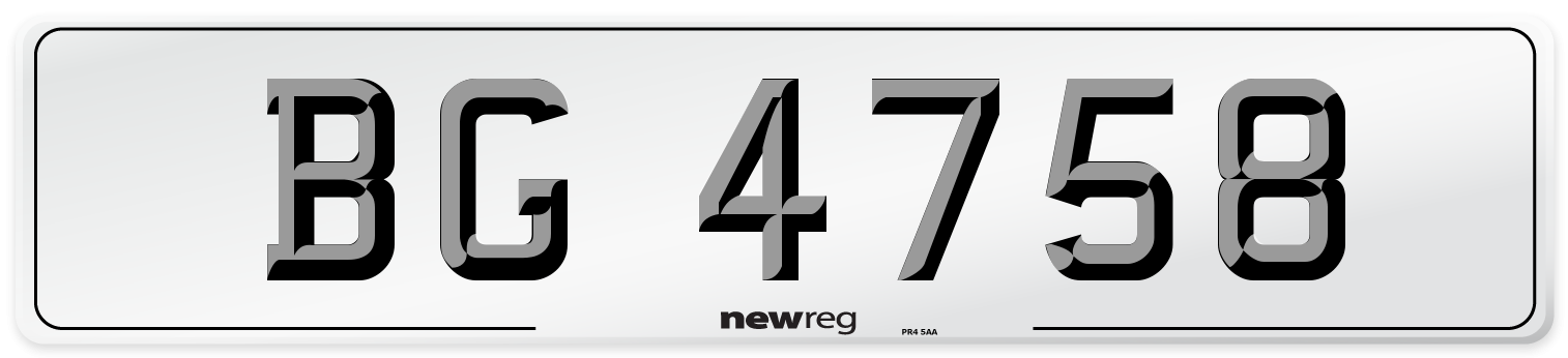 BG 4758 Number Plate from New Reg